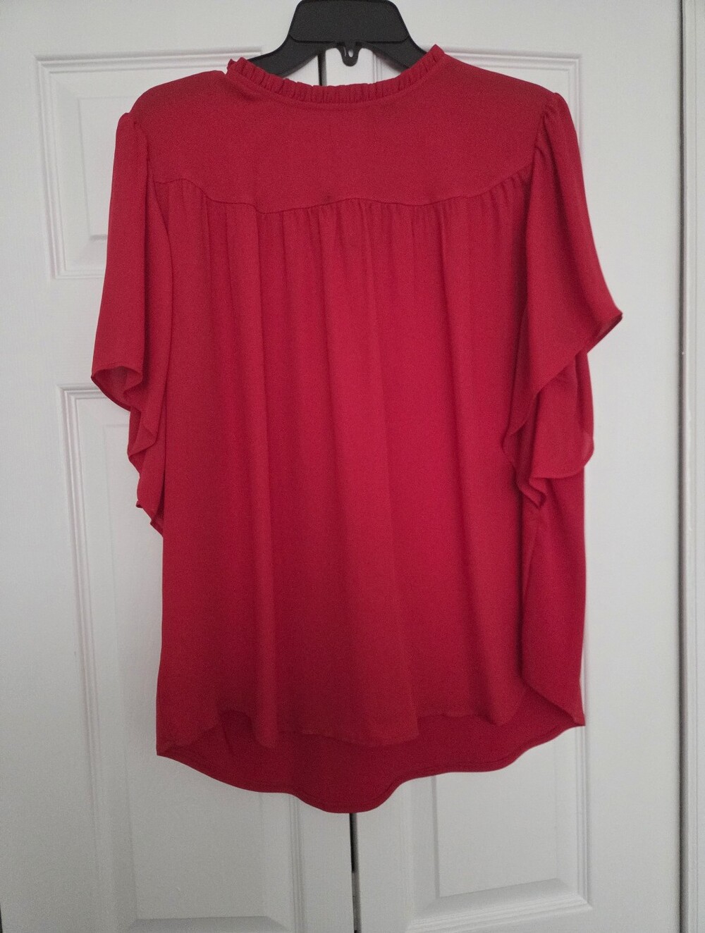 Ann Taylor Red Flutter-Sleeve Blouse